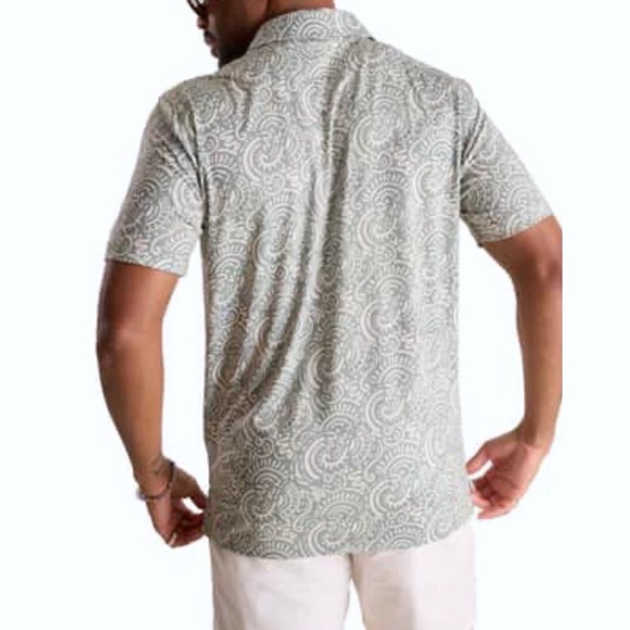 New Chubbies Polo Shirt Mens Small Sage Green Swirl Performance Stretch Relaxed - Picture 2 of 12